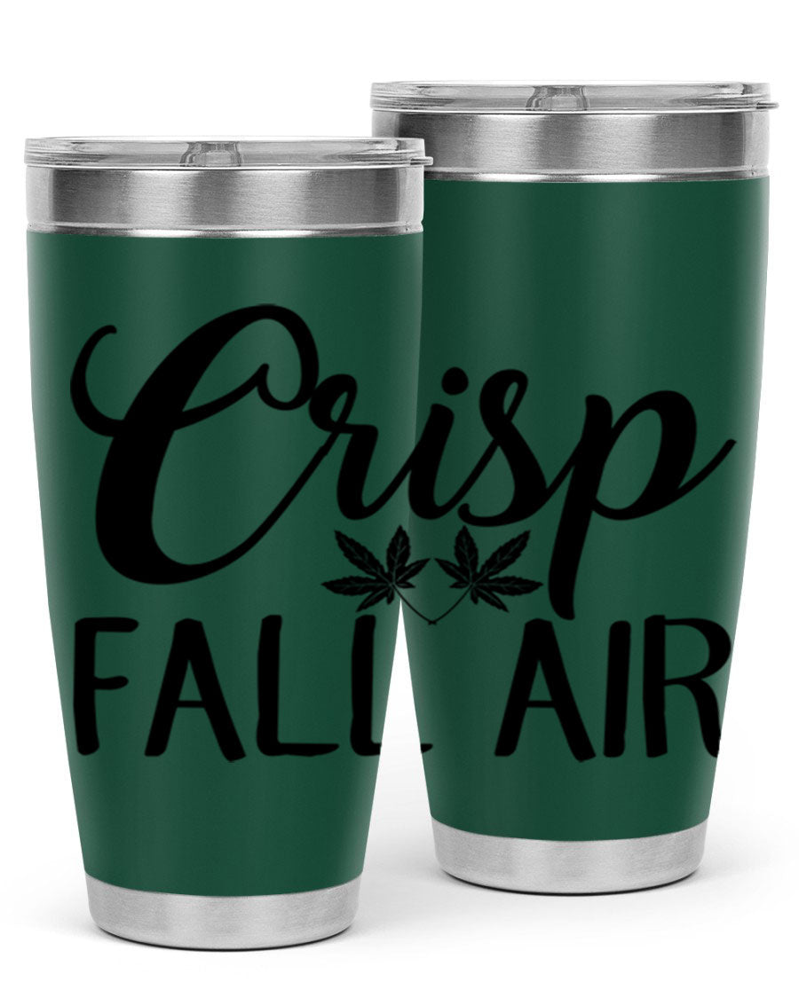 Crisp Fall Air 63# 20oz tumbler featuring double wall vacuum stainless steel and a vibrant fall-themed design.