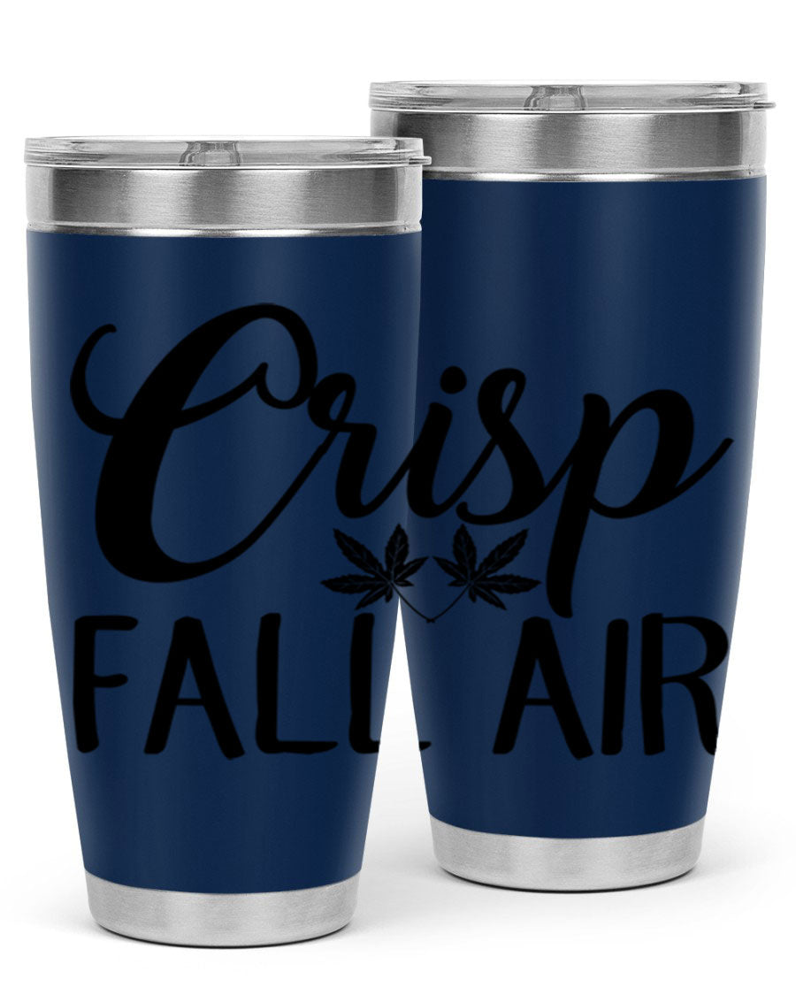 Crisp Fall Air 63# 20oz tumbler featuring double wall vacuum stainless steel and a vibrant fall-themed design.