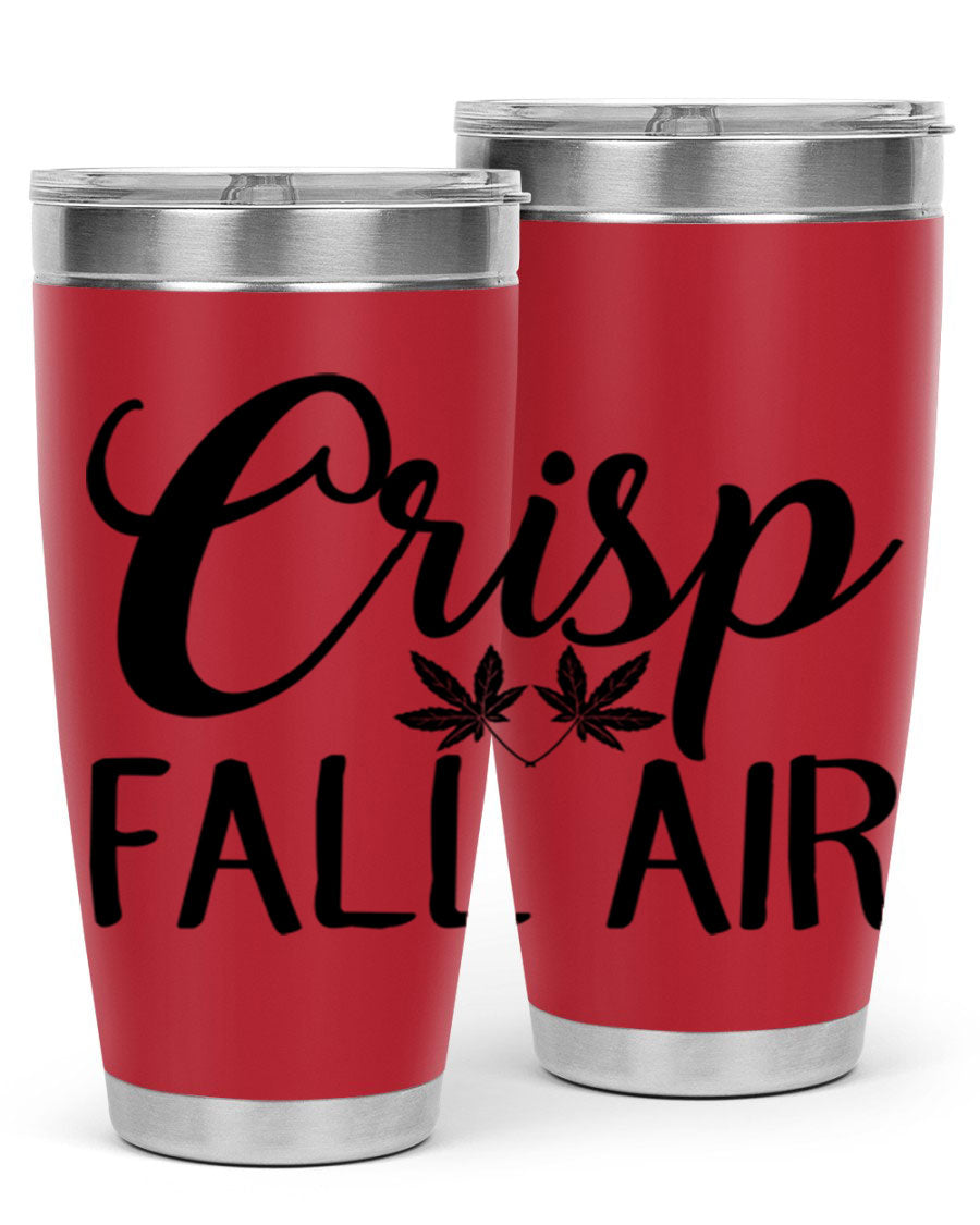 Crisp Fall Air 63# 20oz tumbler featuring double wall vacuum stainless steel and a vibrant fall-themed design.
