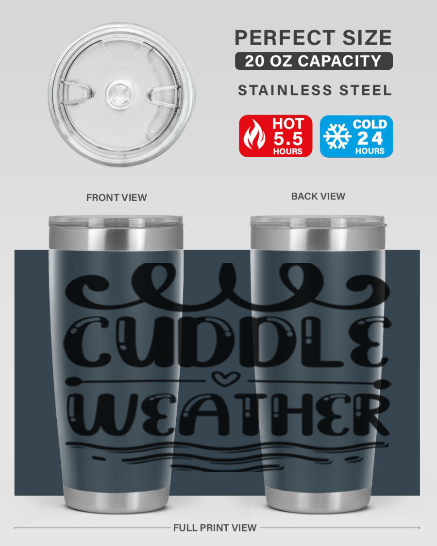 Cuddle Weather 86# winter tumbler in stainless steel with a cozy design, perfect for hot and cold beverages.