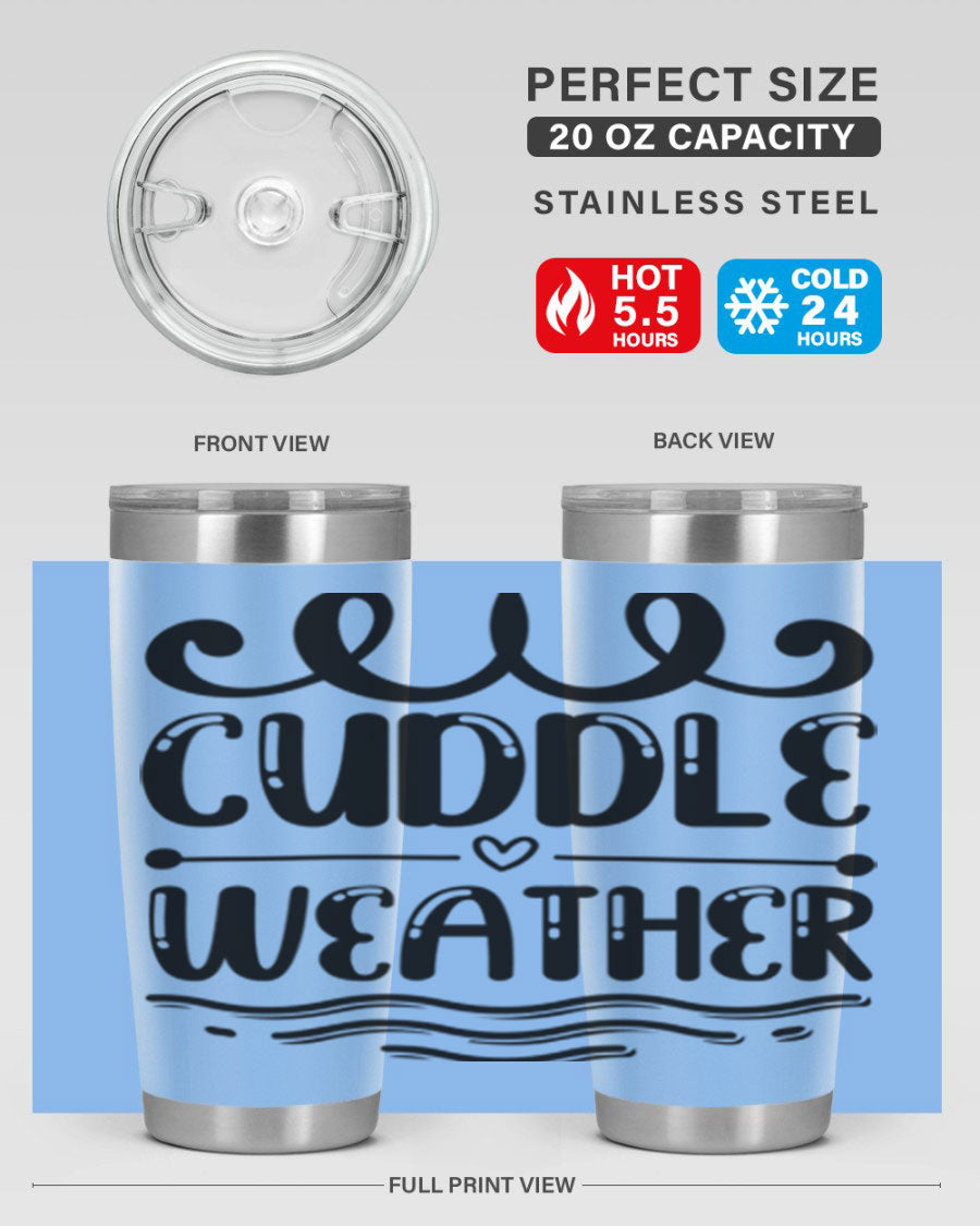 Cuddle Weather 86# winter tumbler in stainless steel with a cozy design, perfect for hot and cold beverages.
