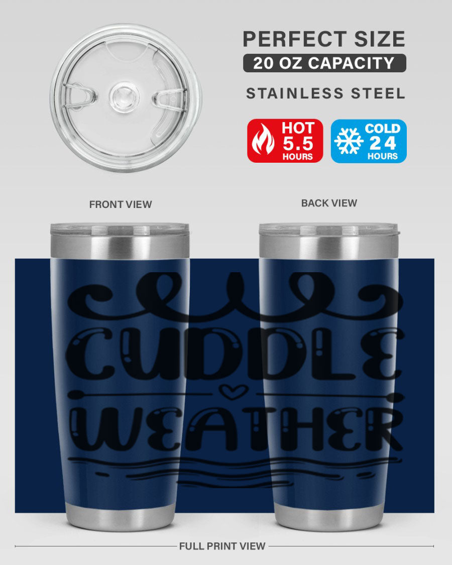 Cuddle Weather 86# winter tumbler in stainless steel with a cozy design, perfect for hot and cold beverages.