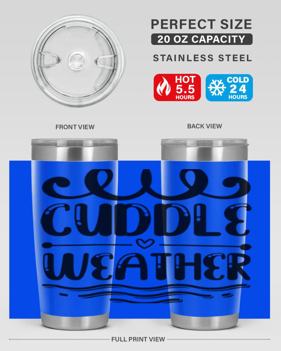 Cuddle Weather 86# winter tumbler in stainless steel with a cozy design, perfect for hot and cold beverages.