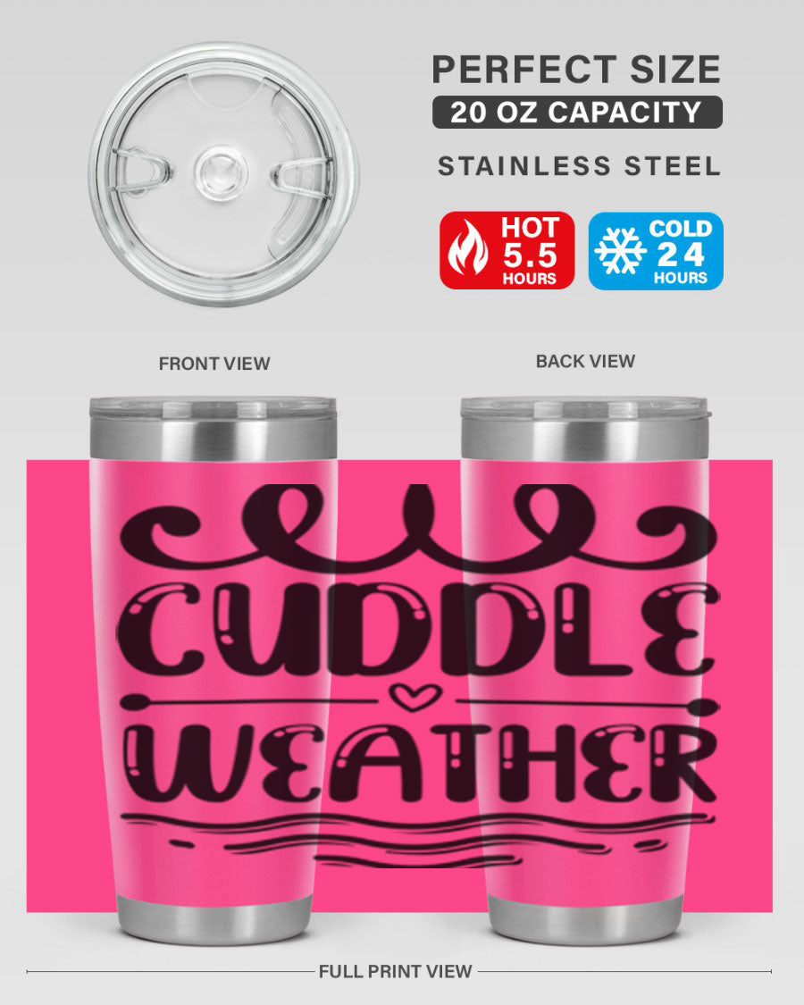 Cuddle Weather 86# winter tumbler in stainless steel with a cozy design, perfect for hot and cold beverages.