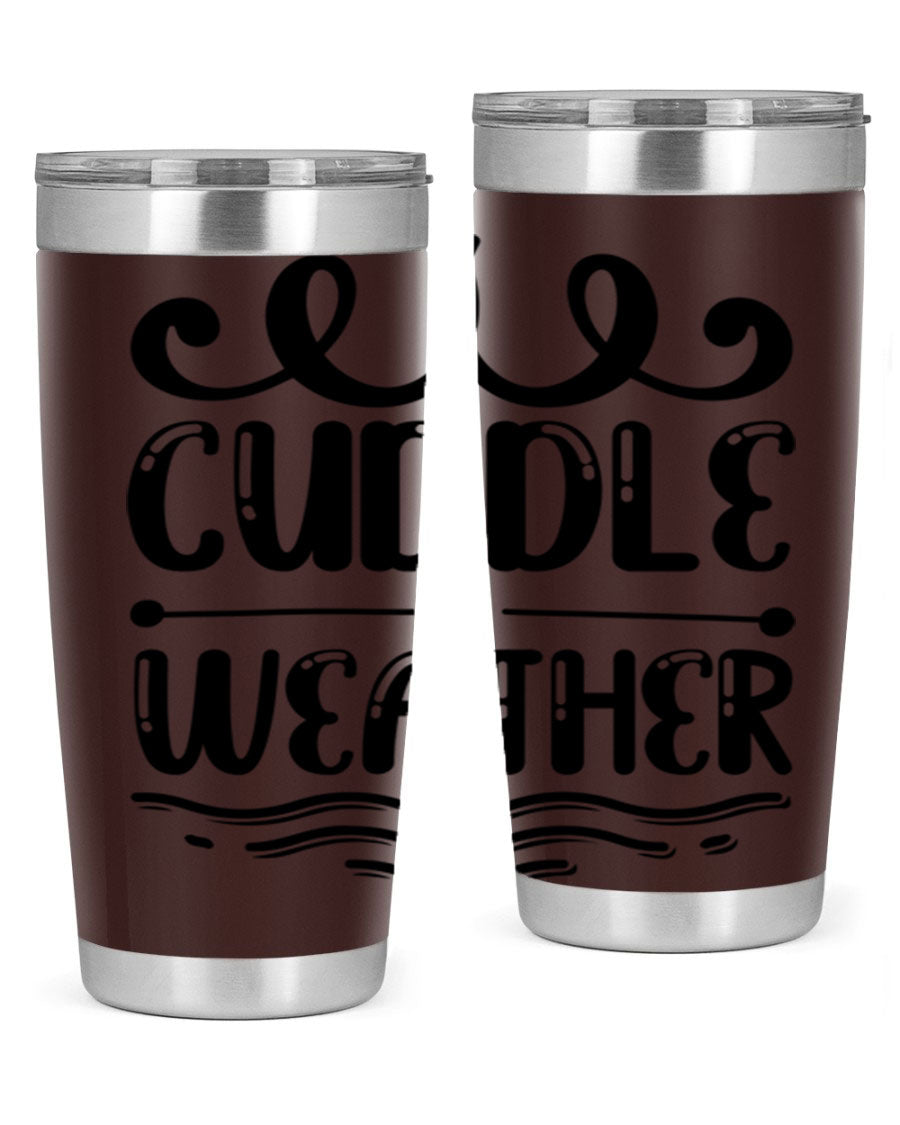 Cuddle Weather 86# winter tumbler in stainless steel with a cozy design, perfect for hot and cold beverages.