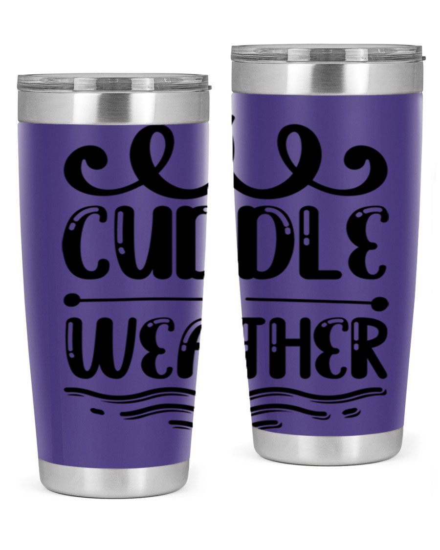 Cuddle Weather 86# winter tumbler in stainless steel with a cozy design, perfect for hot and cold beverages.