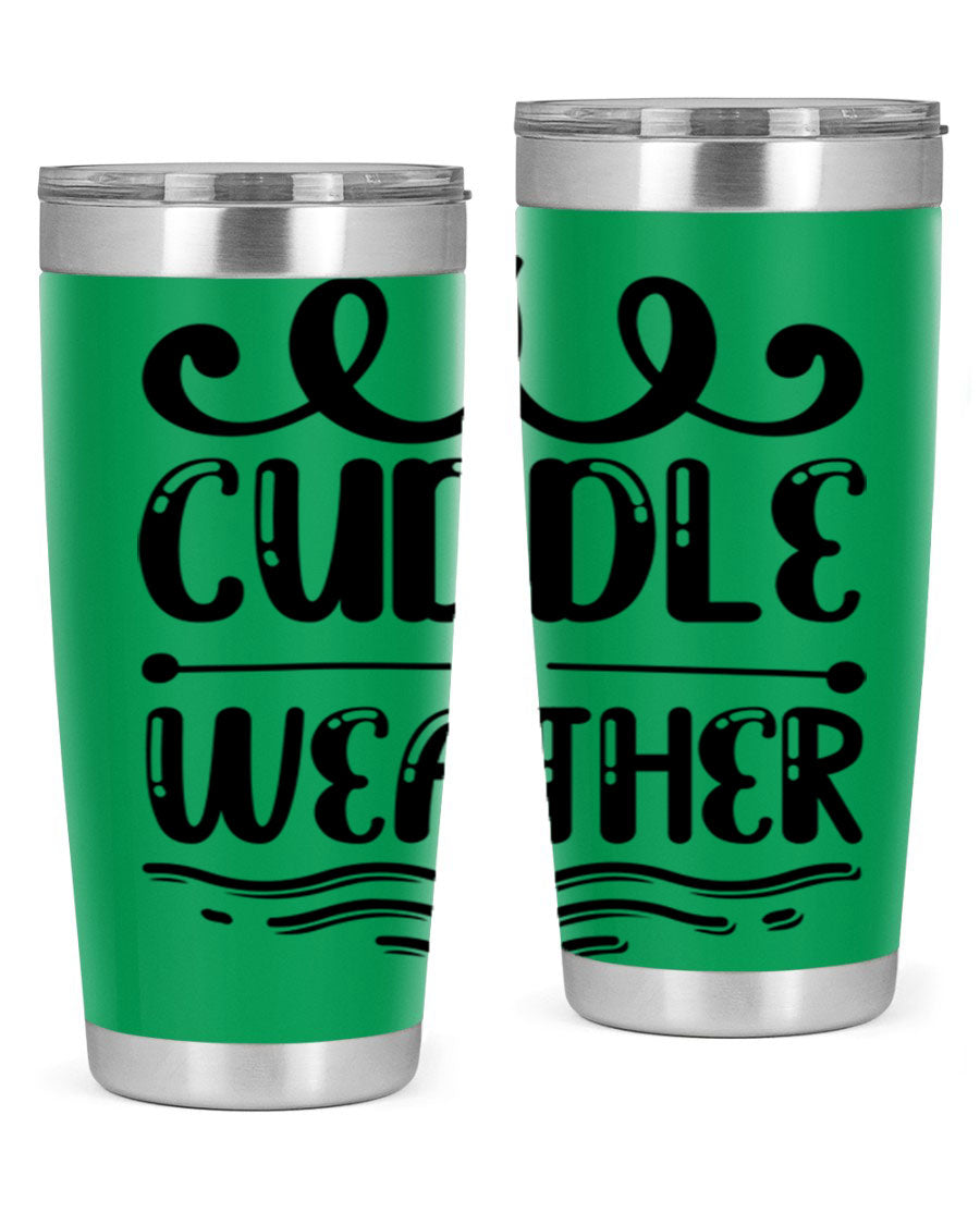 Cuddle Weather 86# winter tumbler in stainless steel with a cozy design, perfect for hot and cold beverages.