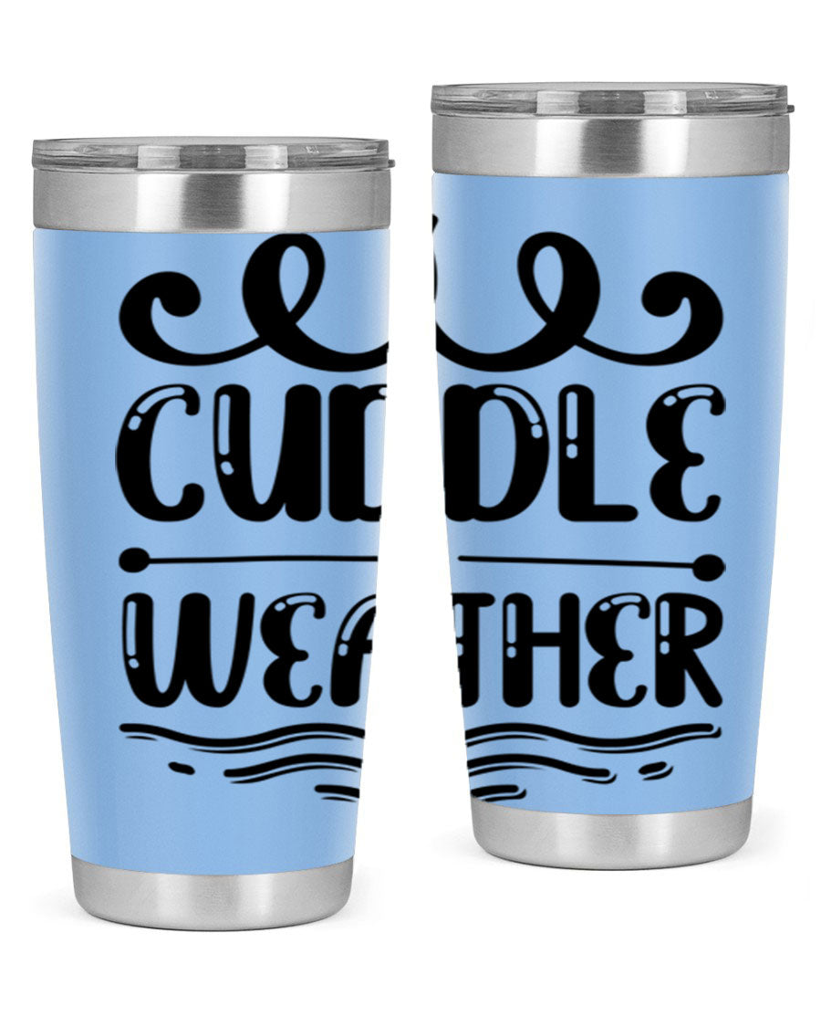 Cuddle Weather 86# winter tumbler in stainless steel with a cozy design, perfect for hot and cold beverages.