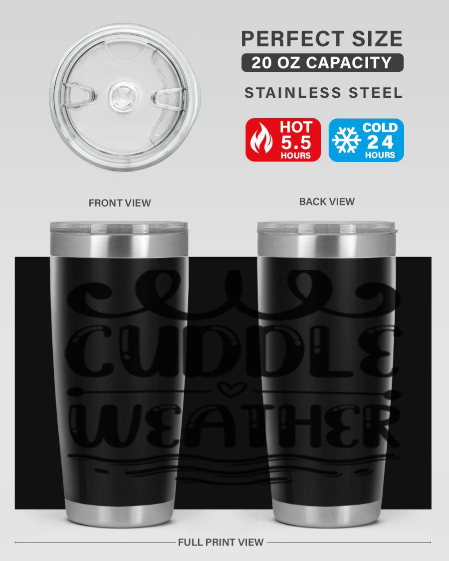 Cuddle Weather 86# winter tumbler in stainless steel with a cozy design, perfect for hot and cold beverages.