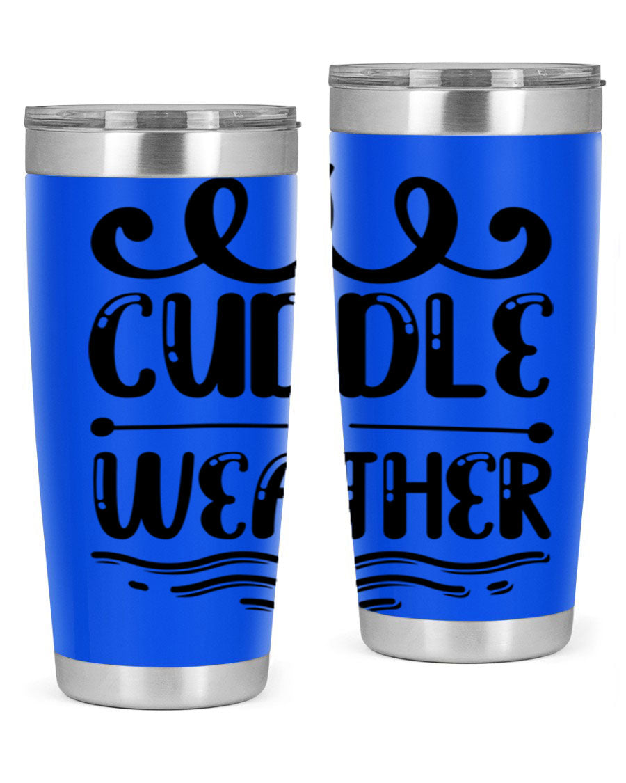 Cuddle Weather 86# winter tumbler in stainless steel with a cozy design, perfect for hot and cold beverages.