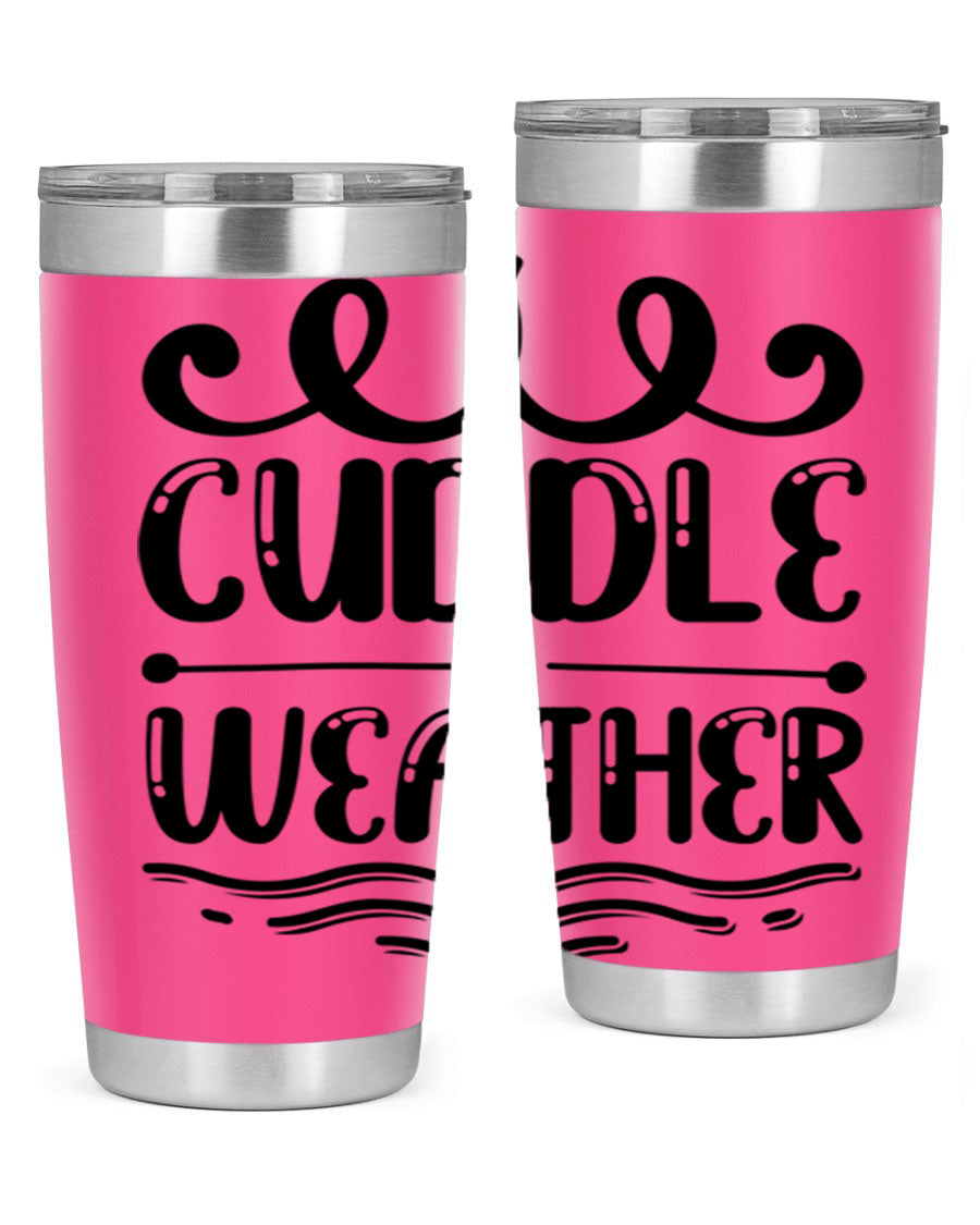 Cuddle Weather 86# winter tumbler in stainless steel with a cozy design, perfect for hot and cold beverages.