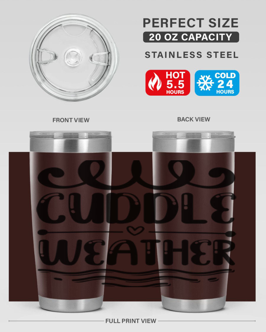 Cuddle Weather 86# winter tumbler in stainless steel with a cozy design, perfect for hot and cold beverages.
