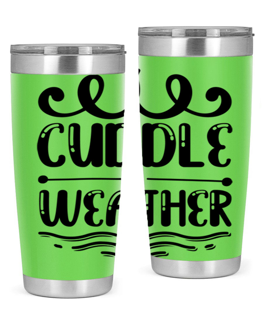 Cuddle Weather 86# winter tumbler in stainless steel with a cozy design, perfect for hot and cold beverages.