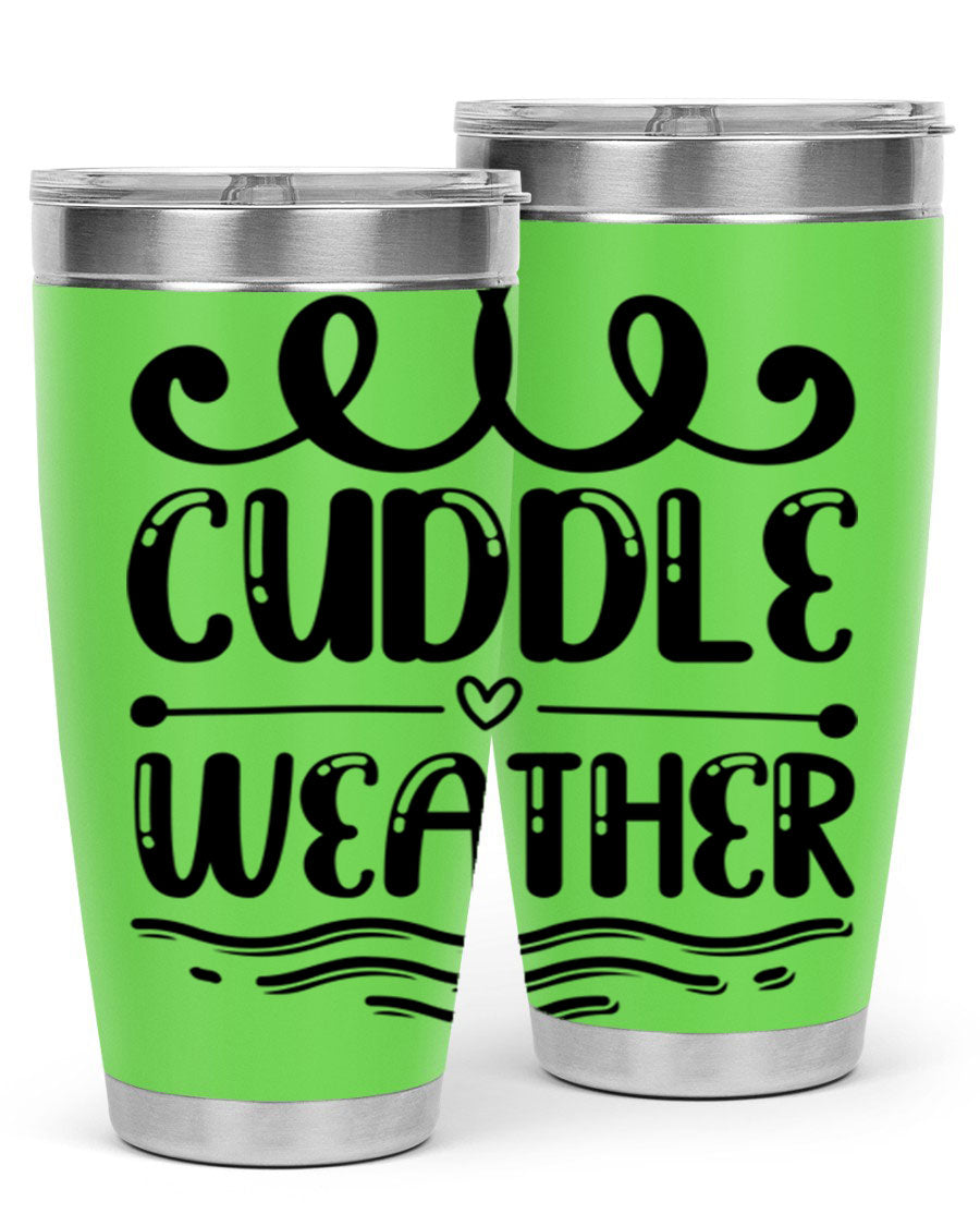 Cuddle Weather 86# winter tumbler in stainless steel with a cozy design, perfect for hot and cold beverages.