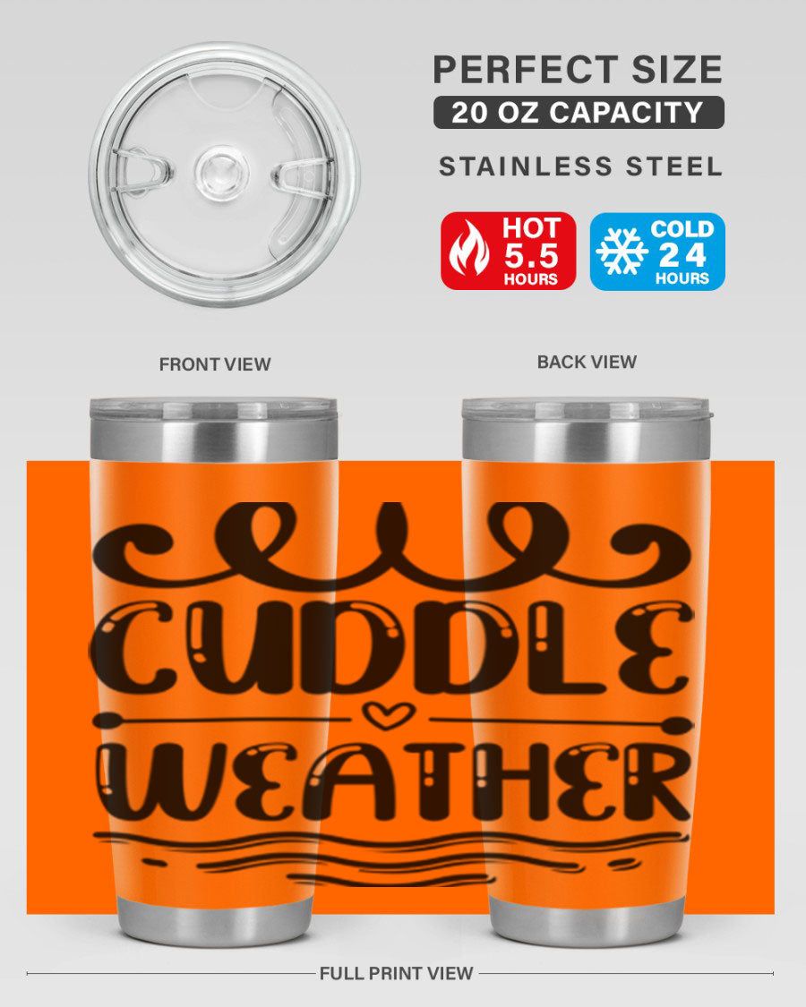 Cuddle Weather 86# winter tumbler in stainless steel with a cozy design, perfect for hot and cold beverages.