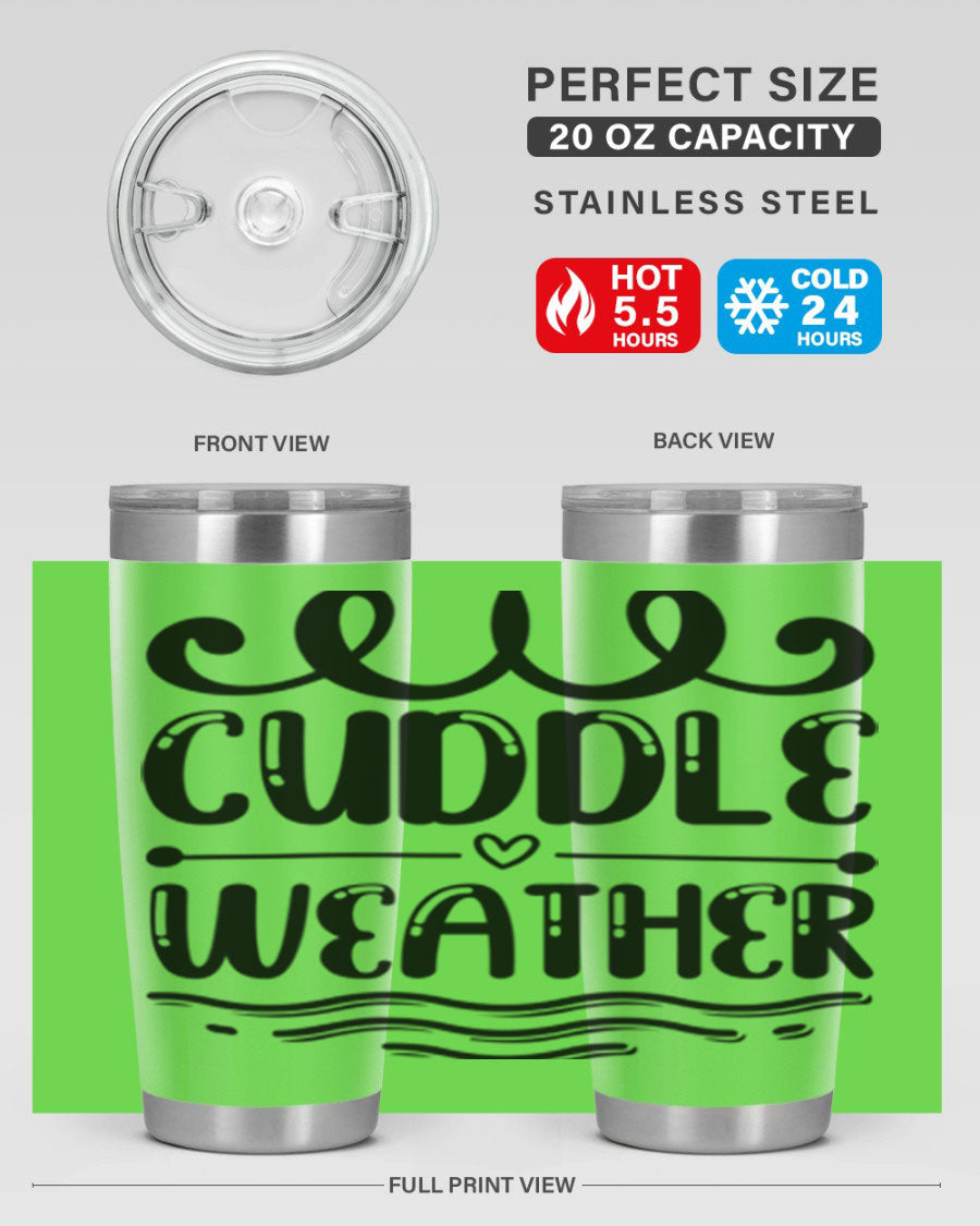 Cuddle Weather 86# winter tumbler in stainless steel with a cozy design, perfect for hot and cold beverages.