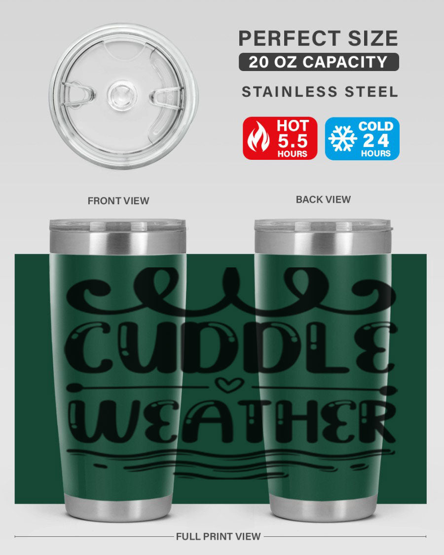 Cuddle Weather 86# winter tumbler in stainless steel with a cozy design, perfect for hot and cold beverages.