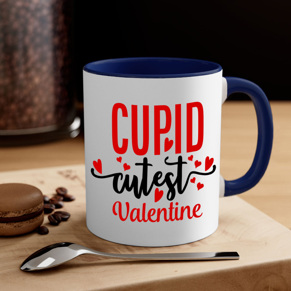 Cupid Cutest Valentine Mug with colorful handle and glossy finish, perfect for Valentine's Day.