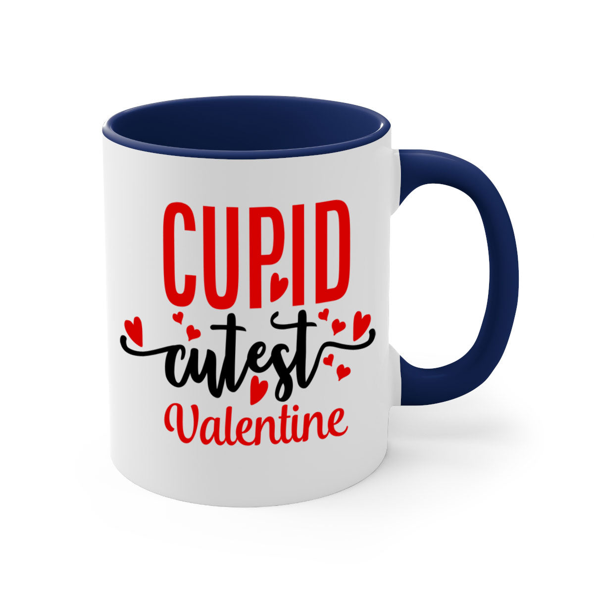 Cupid Cutest Valentine Mug with colorful handle and glossy finish, perfect for Valentine's Day.