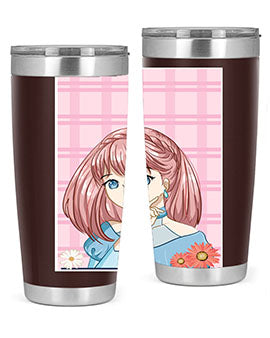 Cute and beautiful princess pink short hair tumbler, showcasing a vibrant design with a charming anime character.
