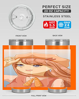 Cute beautiful and funny girl with hat 66# design on a 20oz stainless steel tumbler, showcasing vibrant colors and a stylish look.