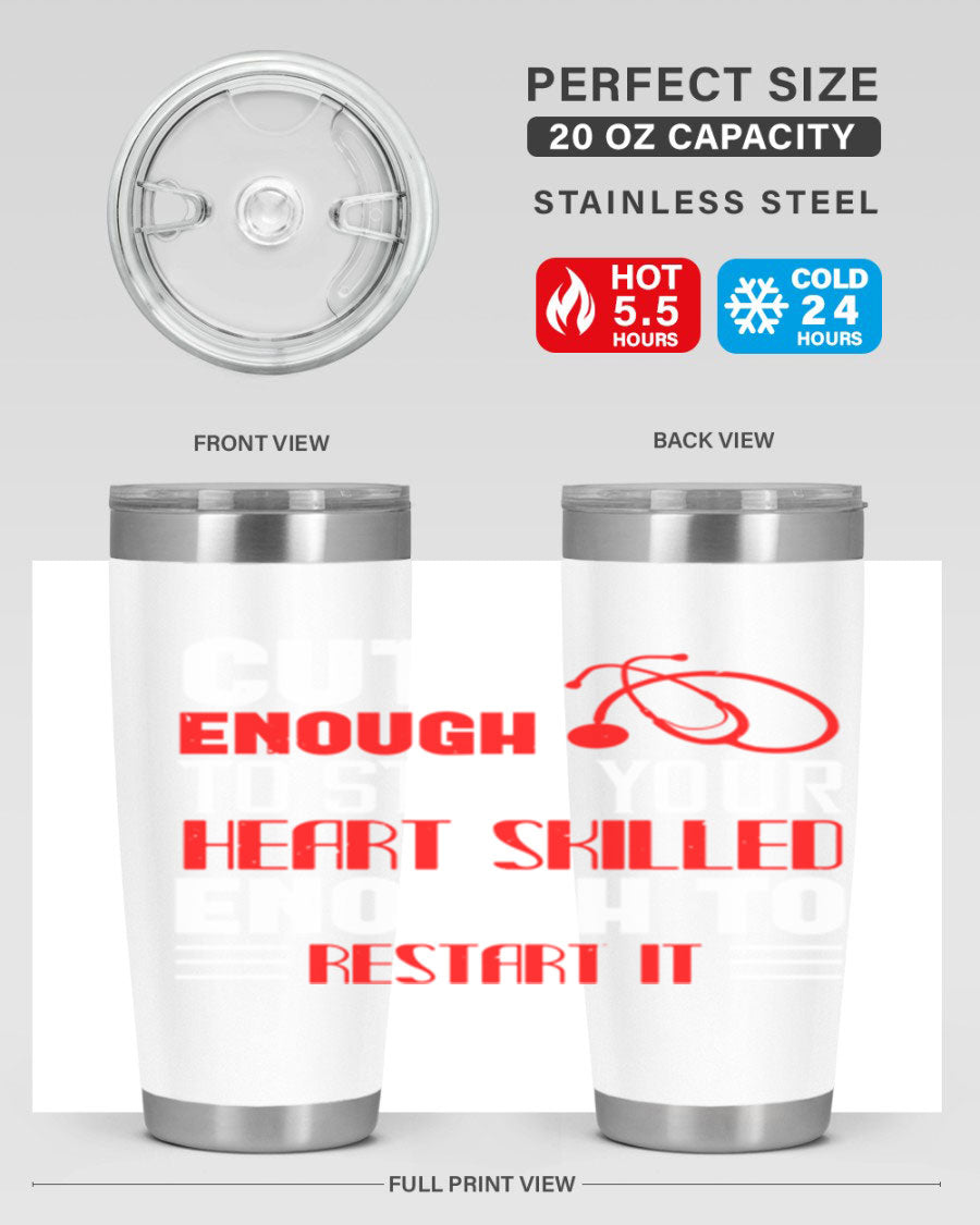 Cute enough to stop your Style 236# nurse tumbler in stainless steel with a vibrant design, perfect for hot and cold beverages.