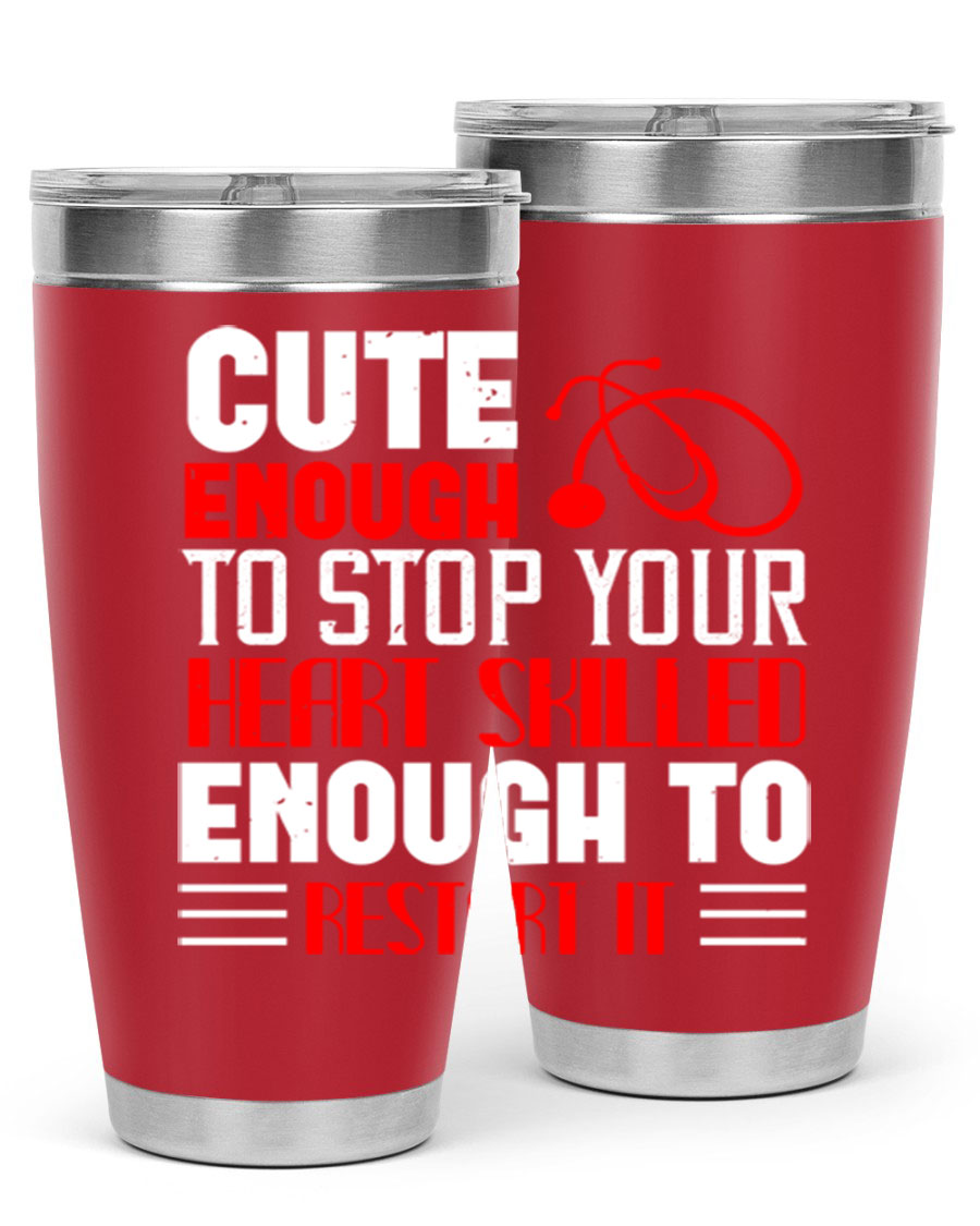 Cute enough to stop your Style 236# nurse tumbler in stainless steel with a vibrant design, perfect for hot and cold beverages.