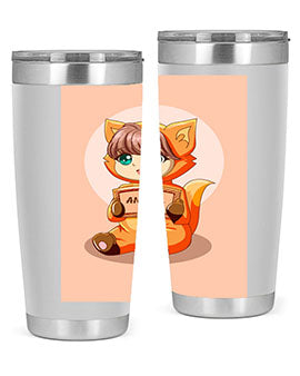 Cute girl in an animal costume on a stylish tumbler, showcasing vibrant colors and a whimsical design.