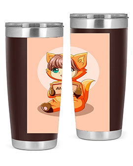 Cute girl in an animal costume on a stylish tumbler, showcasing vibrant colors and a whimsical design.