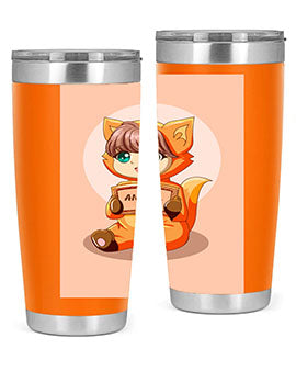 Cute girl in an animal costume on a stylish tumbler, showcasing vibrant colors and a whimsical design.