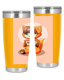 Cute girl in an animal costume on a stylish tumbler, showcasing vibrant colors and a whimsical design.