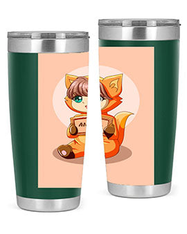Cute girl in an animal costume on a stylish tumbler, showcasing vibrant colors and a whimsical design.