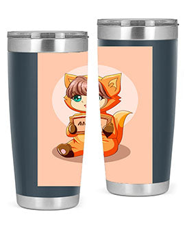 Cute girl in an animal costume on a stylish tumbler, showcasing vibrant colors and a whimsical design.