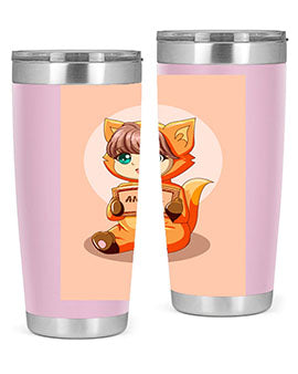 Cute girl in an animal costume on a stylish tumbler, showcasing vibrant colors and a whimsical design.