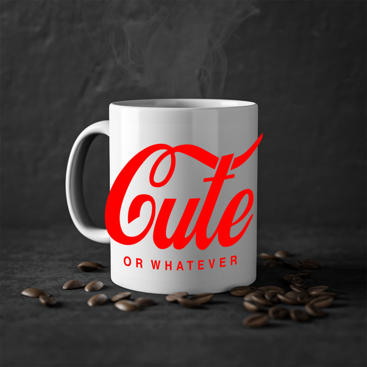 Cute or whatever 179# black words phrases mug with a glossy finish and colored handle, available in multiple colors.