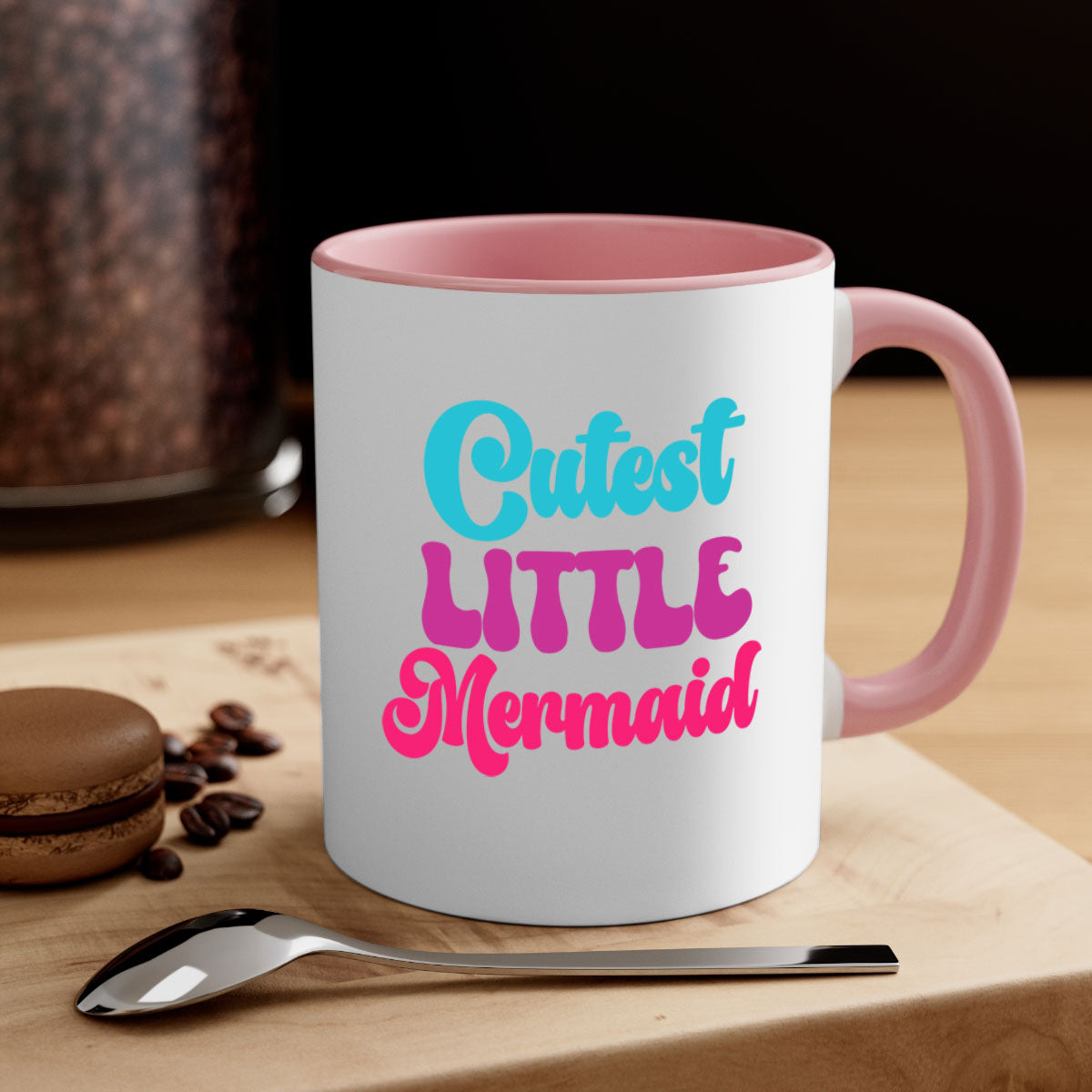 Cutest Little Mermaid Mug with colorful handle and glossy finish, perfect for coffee and tea lovers.
