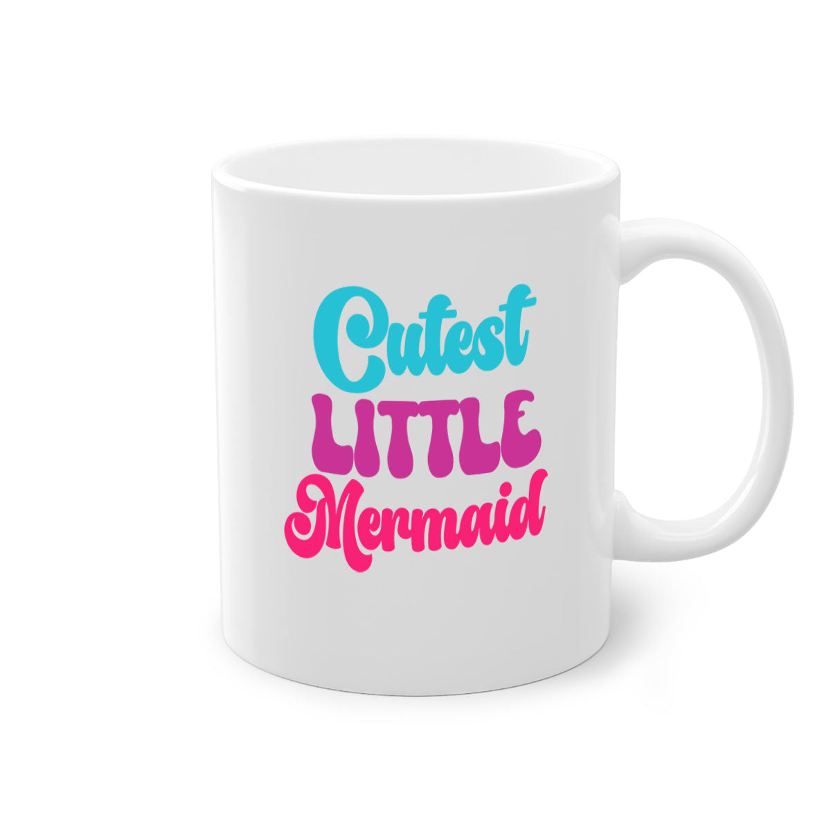 Cutest Little Mermaid Mug with colorful handle and glossy finish, perfect for coffee and tea lovers.