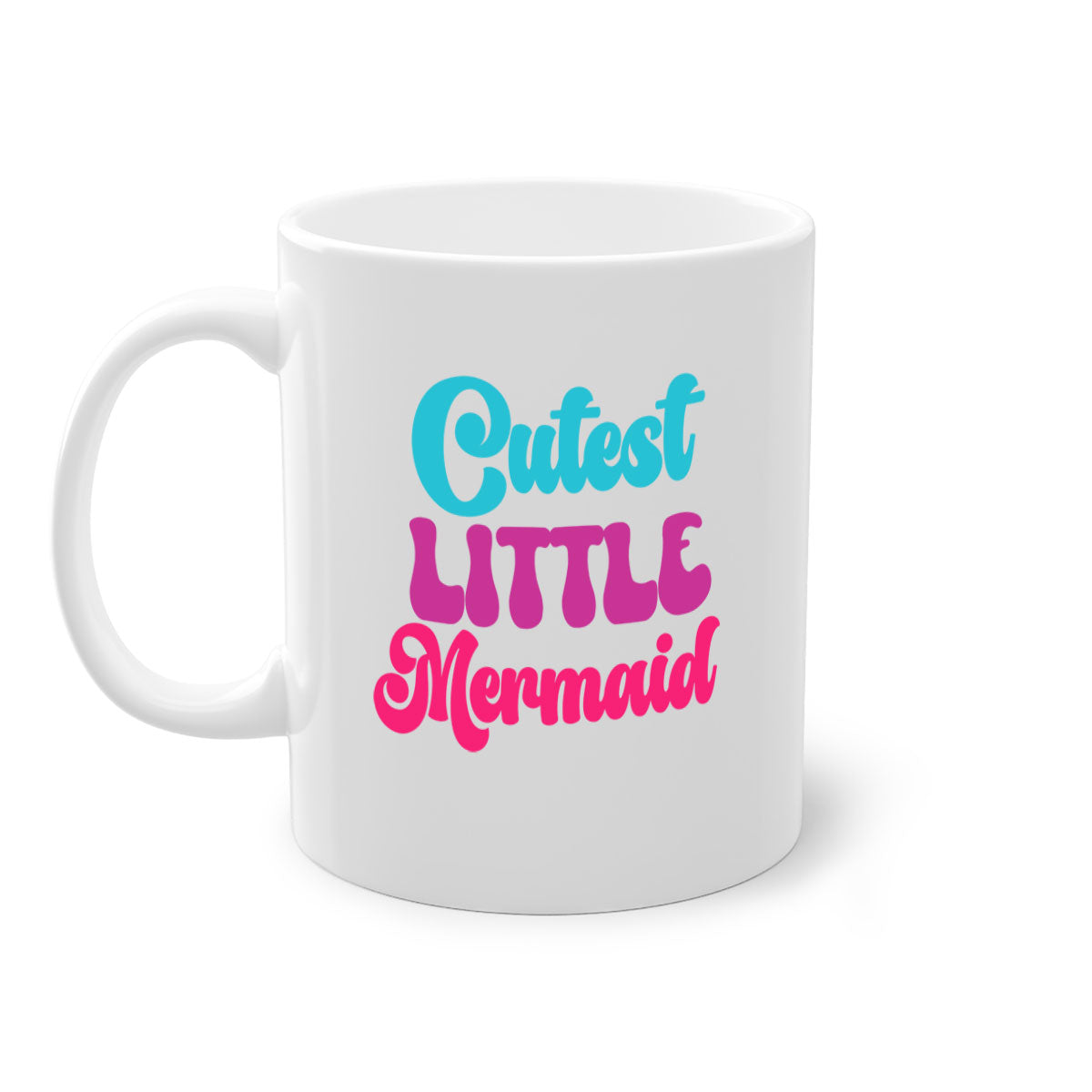 Cutest Little Mermaid Mug with colorful handle and glossy finish, perfect for coffee and tea lovers.