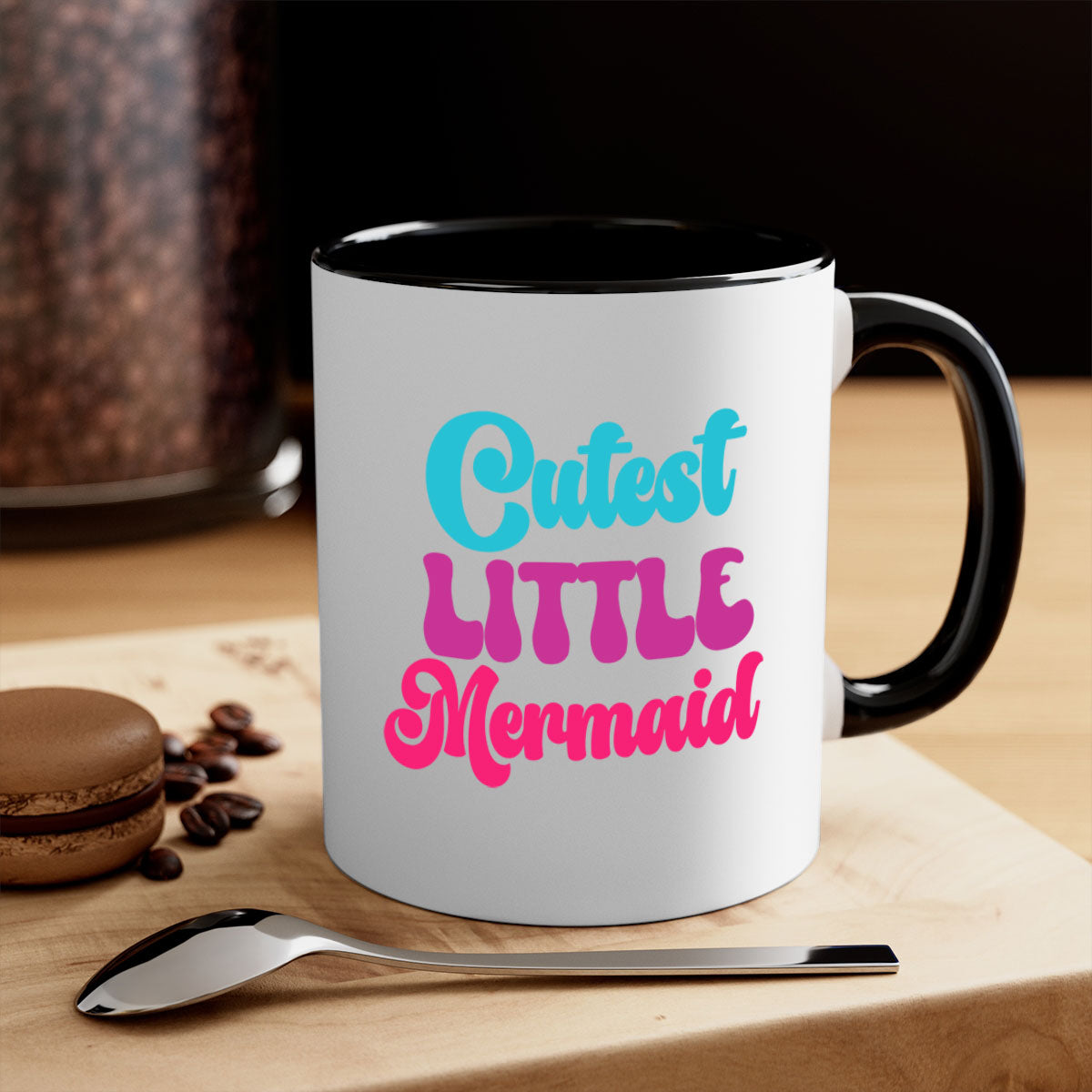 Cutest Little Mermaid Mug with colorful handle and glossy finish, perfect for coffee and tea lovers.