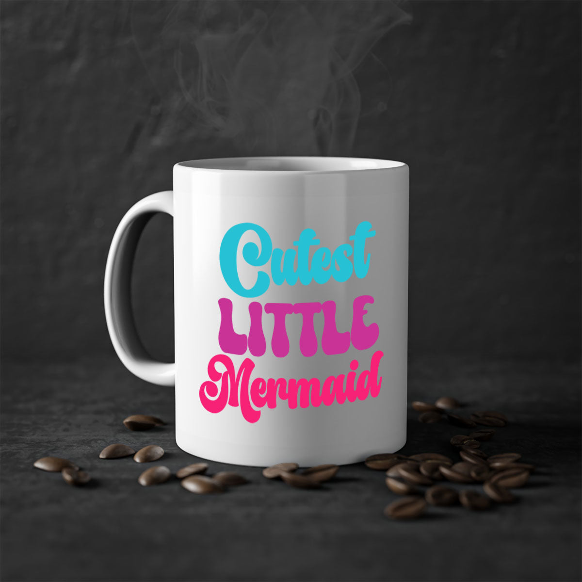 Cutest Little Mermaid Mug with colorful handle and glossy finish, perfect for coffee and tea lovers.