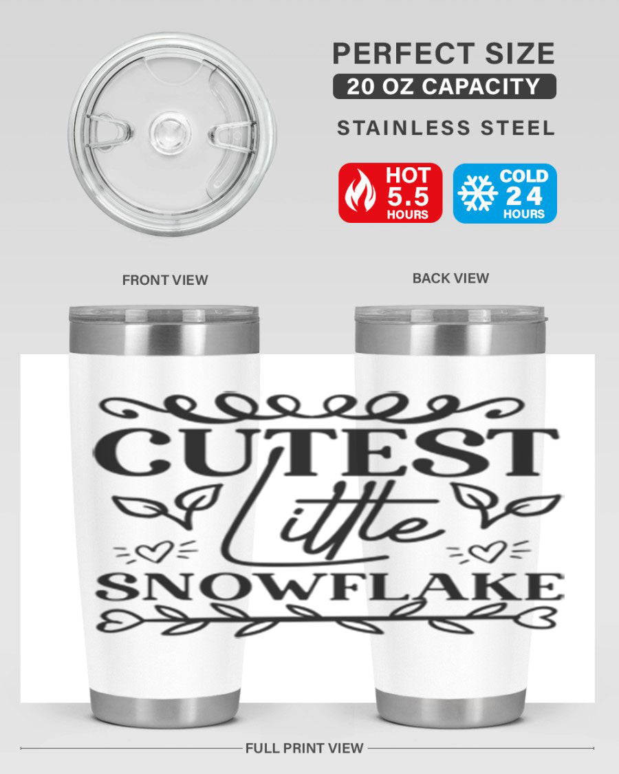 Cutest Little Snowflake 88# winter tumbler featuring a charming snowflake design, double wall vacuum stainless steel, and a drink-thru lid.