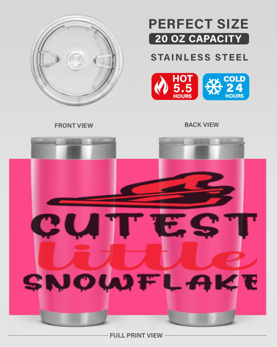 Cutest Little Snowflake 87# Tumbler in 20oz and 30oz sizes, showcasing a charming snowflake design on a stainless steel body.