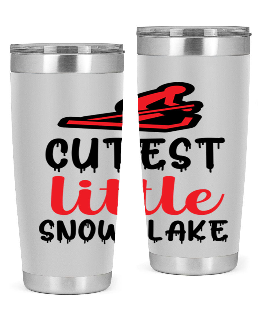Cutest Little Snowflake 87# Tumbler in 20oz and 30oz sizes, showcasing a charming snowflake design on a stainless steel body.