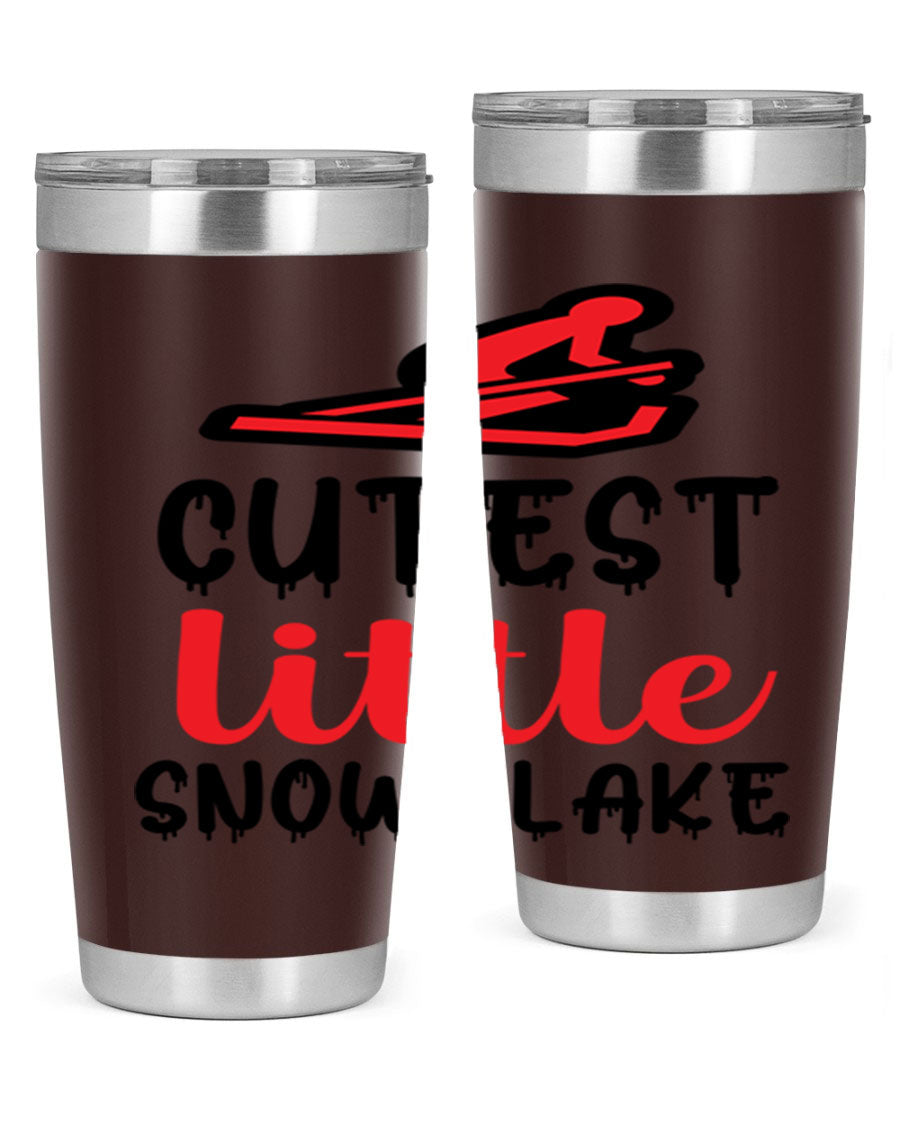 Cutest Little Snowflake 87# Tumbler in 20oz and 30oz sizes, showcasing a charming snowflake design on a stainless steel body.