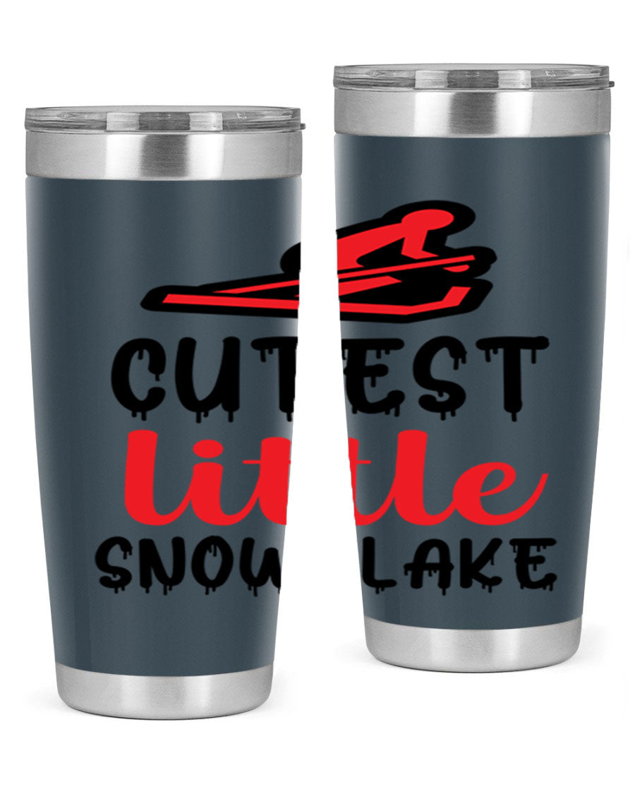 Cutest Little Snowflake 87# Tumbler in 20oz and 30oz sizes, showcasing a charming snowflake design on a stainless steel body.