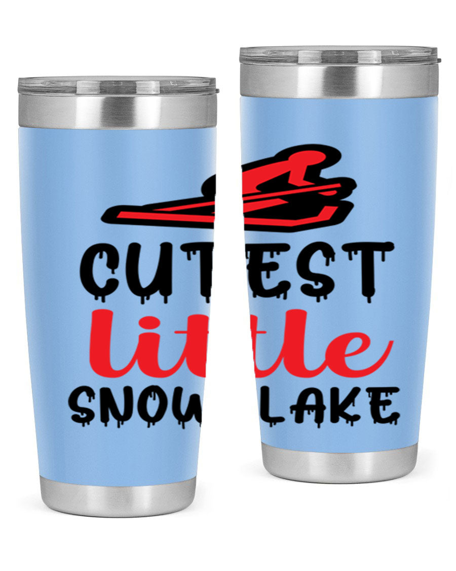 Cutest Little Snowflake 87# Tumbler in 20oz and 30oz sizes, showcasing a charming snowflake design on a stainless steel body.