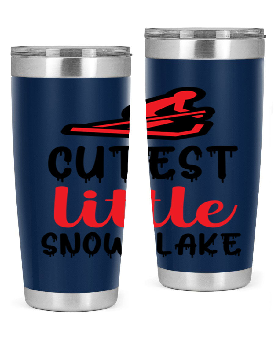 Cutest Little Snowflake 87# Tumbler in 20oz and 30oz sizes, showcasing a charming snowflake design on a stainless steel body.