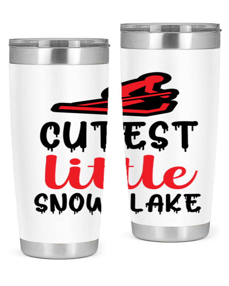 Cutest Little Snowflake 87# Tumbler in 20oz and 30oz sizes, showcasing a charming snowflake design on a stainless steel body.