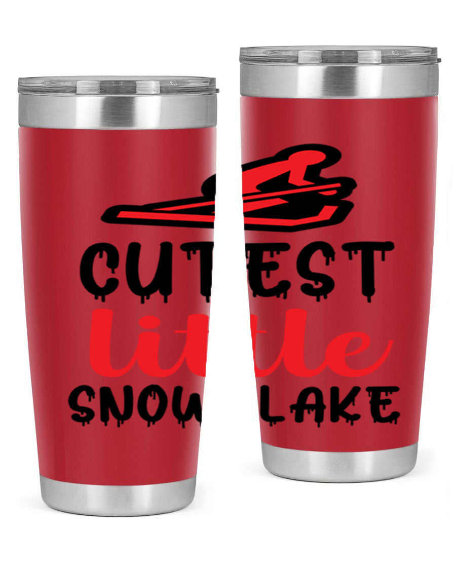 Cutest Little Snowflake 87# Tumbler in 20oz and 30oz sizes, showcasing a charming snowflake design on a stainless steel body.