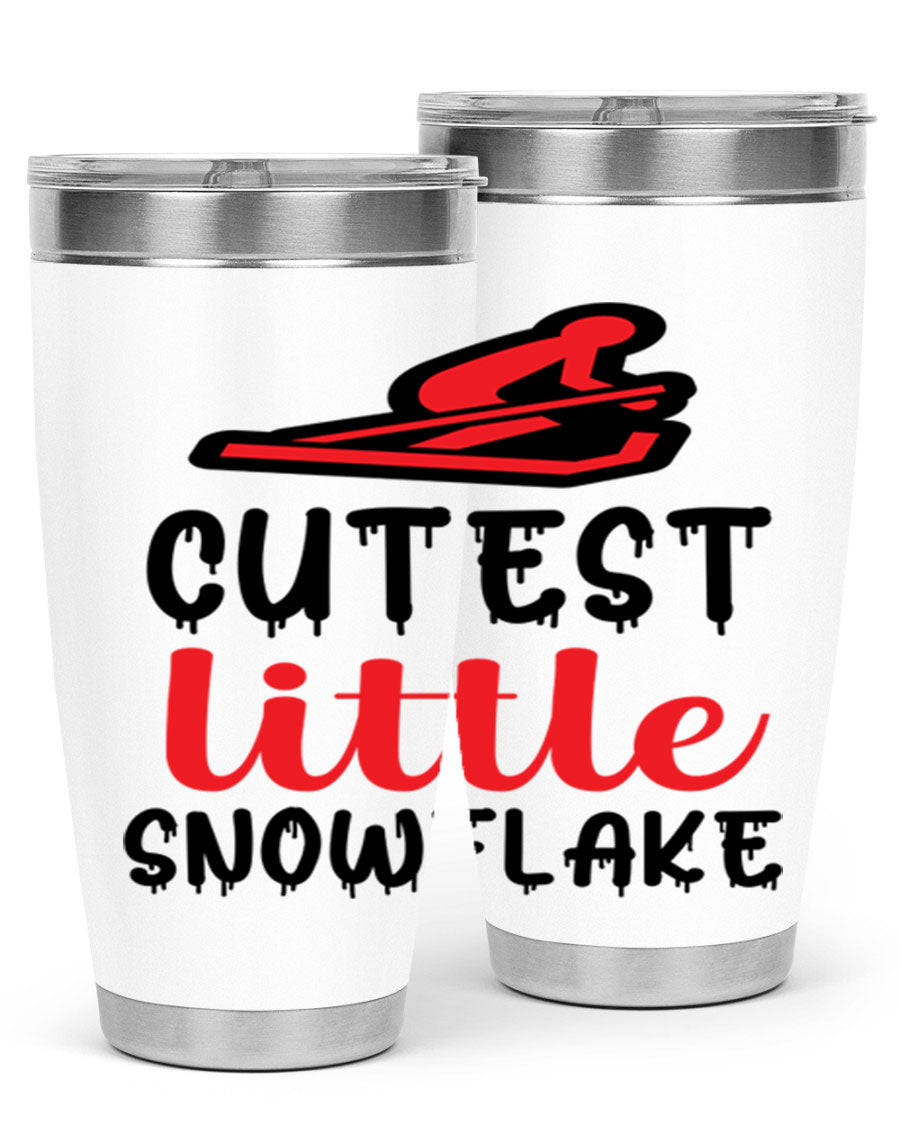 Cutest Little Snowflake 87# Tumbler in 20oz and 30oz sizes, showcasing a charming snowflake design on a stainless steel body.